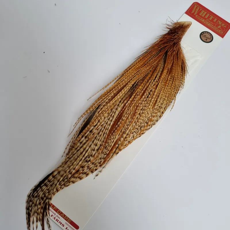 Whiting 1/2 Bronze Grade Dry Fly Rooster Cape in Barred Dark Ginger